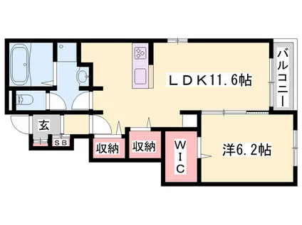 さざんか(1LDK/1階)の間取り写真