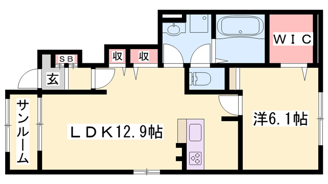 ファイン コルソⅧ A(1LDK/1階)の間取り写真