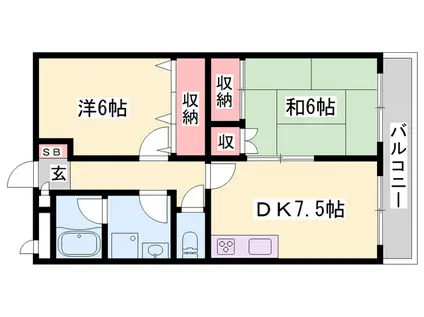 コーポ高田(2DK/2階)の間取り写真