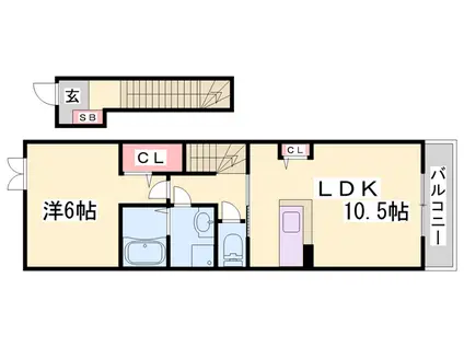 プリティブルⅠ(1LDK/2階)の間取り写真