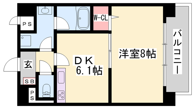 メゾン ハピネスⅡ(1DK/3階)の間取り写真