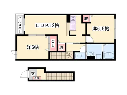 パストラルⅡ(2LDK/2階)の間取り写真