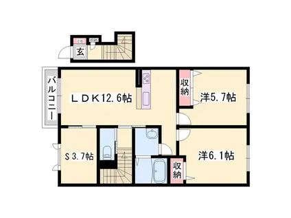 セントリビエ下滝野(3LDK/2階)の間取り写真