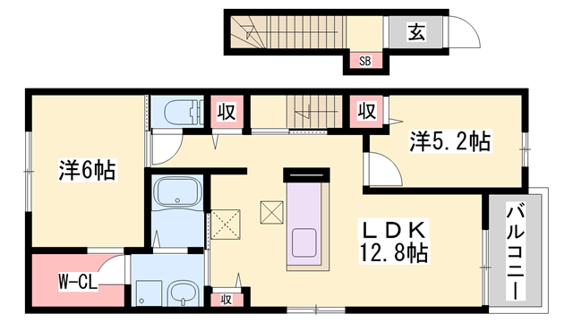 エクセル デュオ Ⅰ(2LDK/2階)の間取り写真