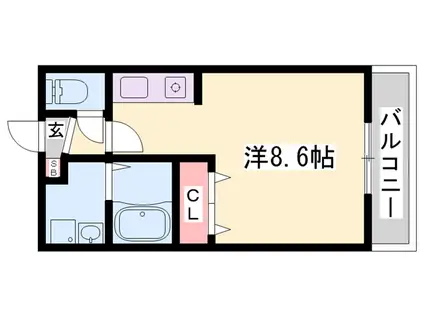 プラティークレーブⅢ(1K/1階)の間取り写真