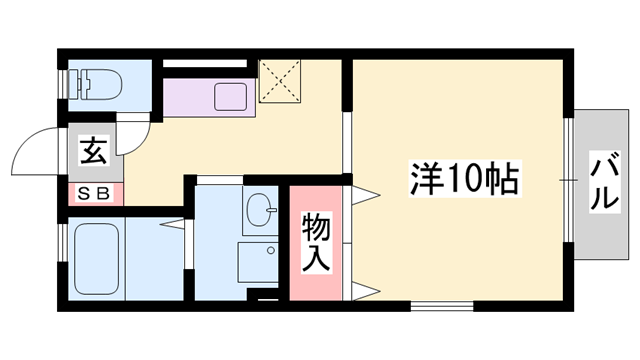 ルミエール B棟(ワンルーム/1階)の間取り写真