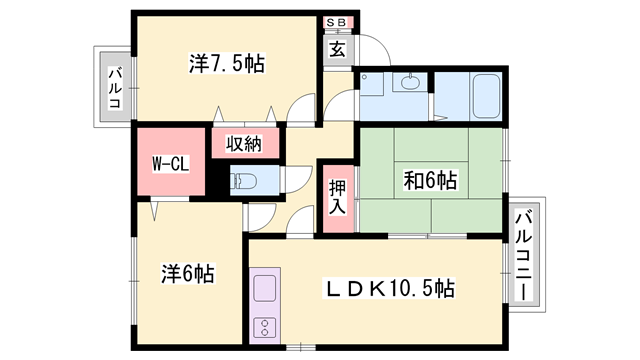 グリーンハイツ(3LDK/2階)の間取り写真