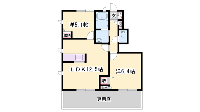 メゾン・S(2LDK/1階)の間取り写真