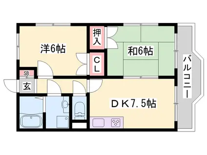 アメニティ中田3(2DK/2階)の間取り写真