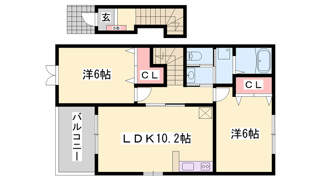 ウィルヴェスティージ弐番館(2LDK/2階)の間取り写真