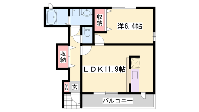 グレイス・アズーリ(1LDK/1階)の間取り写真