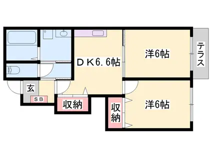 ヴィラ・ポポラーレⅡ(2DK/1階)の間取り写真