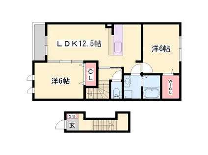 ラッフィナートⅠ(2LDK/2階)の間取り写真