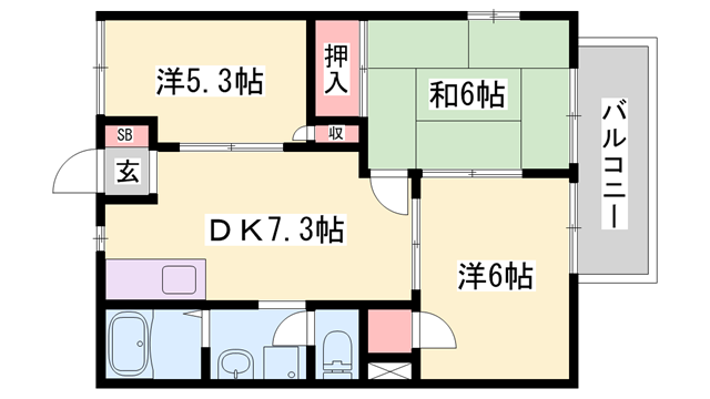 エスポワール(3DK/2階)の間取り写真