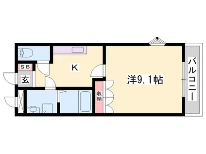 レインボーパレスⅠ(1K/2階)の間取り写真