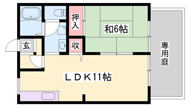 パークハイム東加古川 B棟(1LDK/1階)の間取り写真