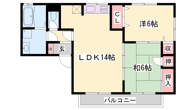 サンアベニュー(2LDK/2階)の間取り写真