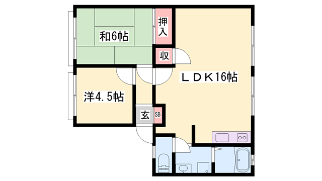 黒岩ハイツ(2LDK/2階)の間取り写真