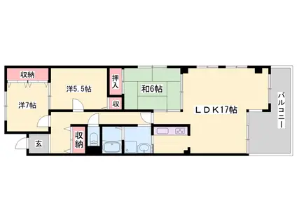リバーサイド東夢前台(3LDK/1階)の間取り写真
