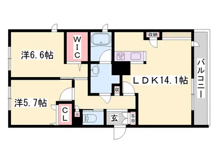 明日原3(2LDK/2階)の間取り写真