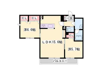 明日原3(2LDK/2階)の間取り写真