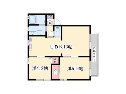 メゾンサンフェニックス(2LDK/1階)の間取り写真