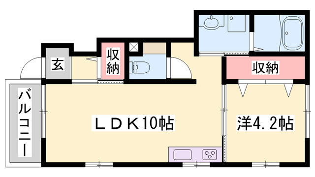 グランアウローラⅤ(1LDK/1階)の間取り写真