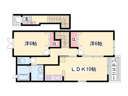 シュラインイースト(2LDK/2階)の間取り写真