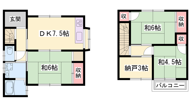 山陽電気鉄道本線 白浜の宮駅 徒歩5分 2階建 築40年(4DK)の間取り写真