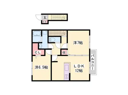 ソレイユ東阿保(2LDK/2階)の間取り写真