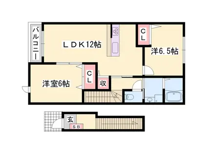ササラビレッジ(2LDK/2階)の間取り写真
