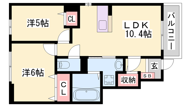 フェリア赤穂(2LDK/1階)の間取り写真