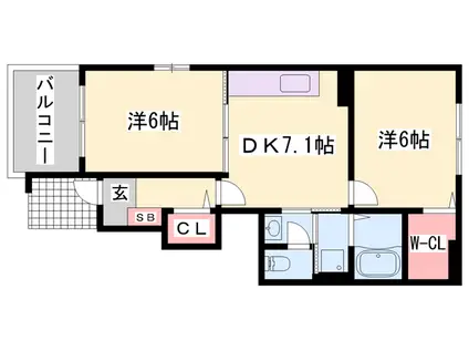 ノイ・フリーデB棟(2DK/1階)の間取り写真