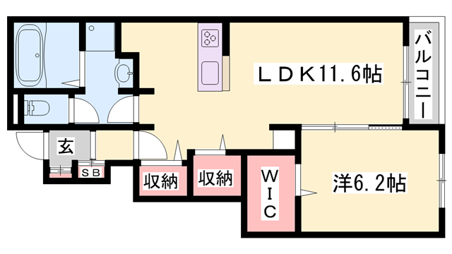 ラティオス(1LDK/1階)の間取り写真