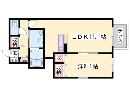 メゾンパストラル(1LDK/1階)の間取り写真