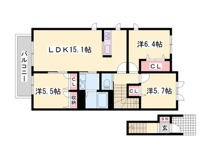 メゾン福渡 A棟(3LDK/2階)の間取り写真