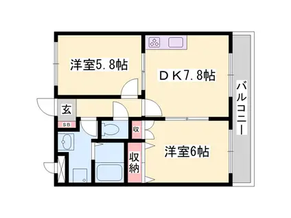 パルティール(2DK/1階)の間取り写真