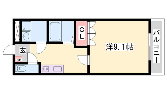 ゆいまーる(1K/2階)の間取り写真
