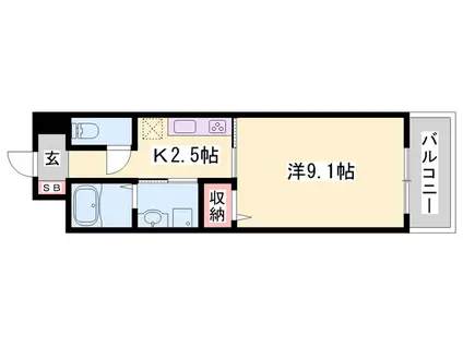 ポーシェガーデン3(1K/7階)の間取り写真