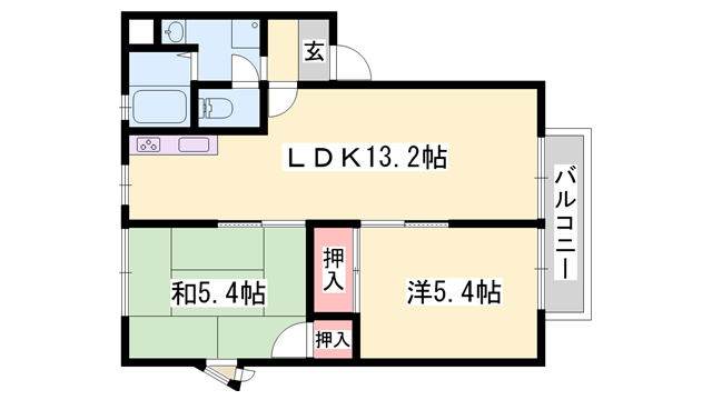 コーポ松下(2LDK/2階)の間取り写真