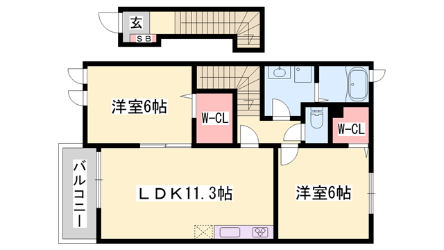 パラッツオ エレガンテ(2LDK/2階)の間取り写真