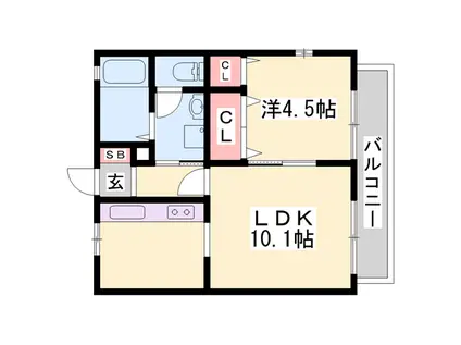 メゾンフリューゲルA・B(1LDK/2階)の間取り写真