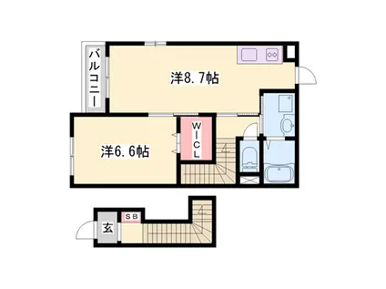 アメニティ・ヒルズ(1LDK/2階)の間取り写真