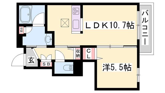 メゾン・ラ・ソルピアB(1LDK/1階)の間取り写真