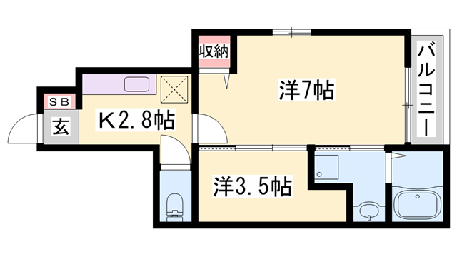 アマルフィ37(1SK/1階)の間取り写真
