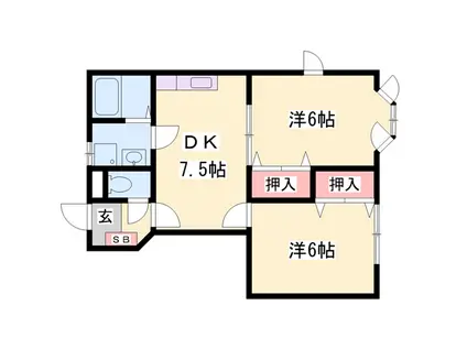 S&RⅡ(2DK/1階)の間取り写真