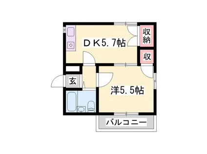 シャンⅠ(1DK/1階)の間取り写真