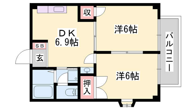 アメニティ浅見(2DK/2階)の間取り写真