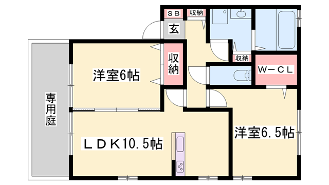 ラフィエール(2LDK/1階)の間取り写真