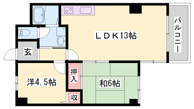 ロイヤルコーポ姫路栗山町(2LDK/2階)の間取り写真